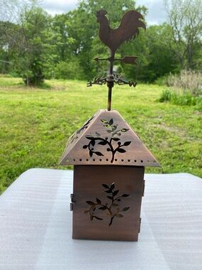 Vintage Galvanized Rustic Tin WeatherVane Candle Holder 4" Base 14" Height
